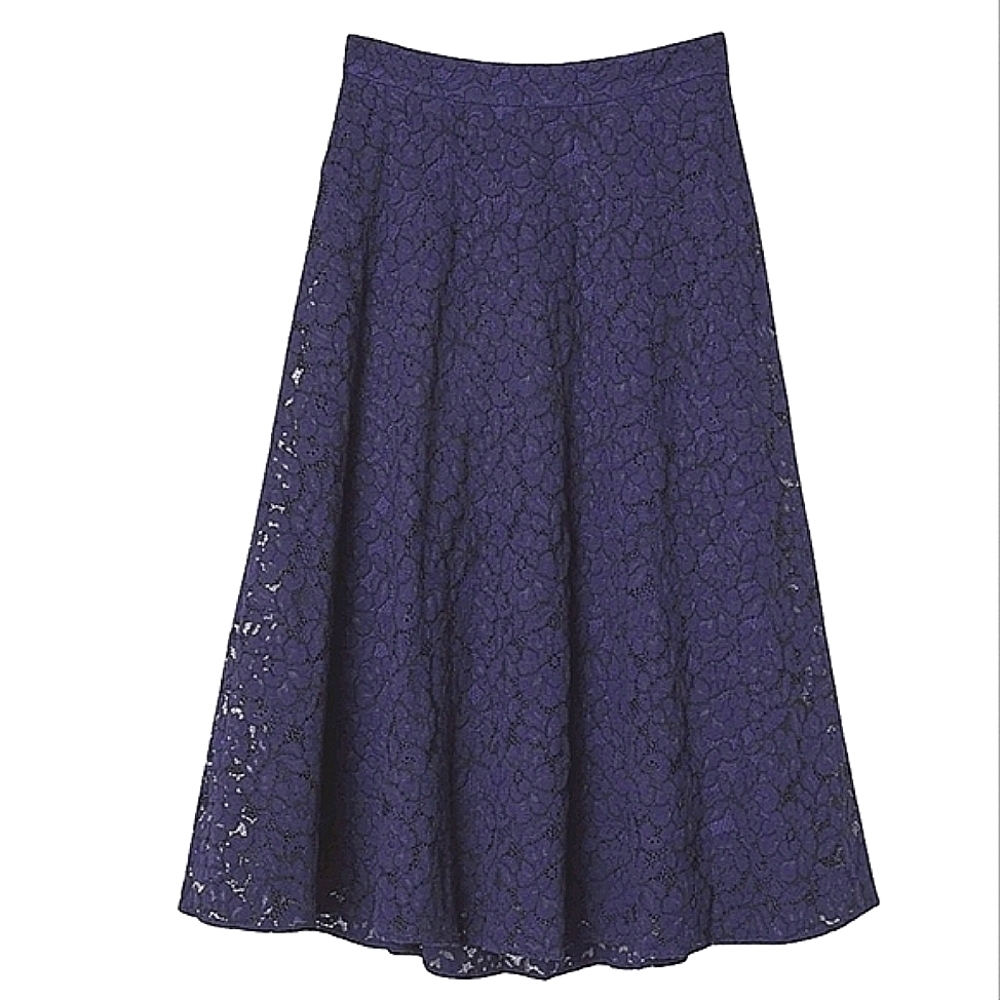 H&M Lace Midi Circle Blue Skirt Size 4